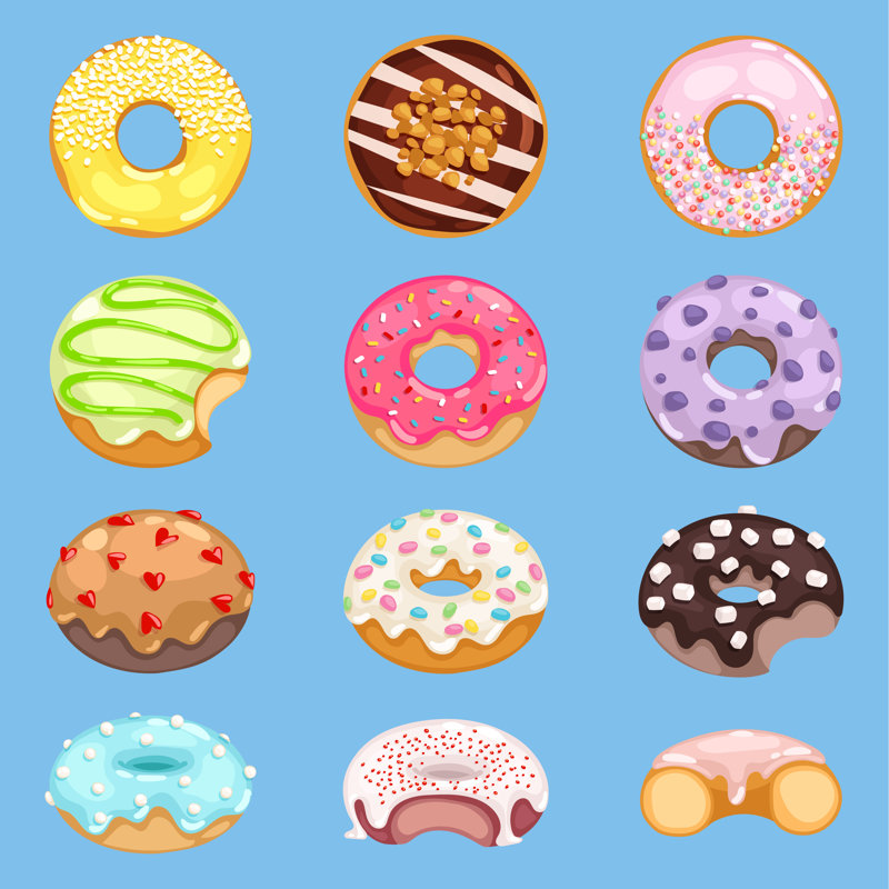 Vector Donuts by VectorMoon - Wrapped Canvas Print, 51cm H x 51cm W x 3.8cm D