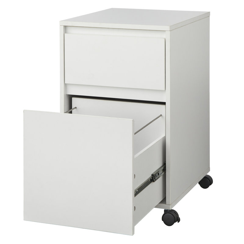15.5'' Wide 2 -Drawer Mobile File Cabinet, White 