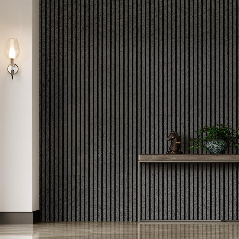 4PC x  106"L x 12.6"W  Acoustic Slat Wall Panels, 3D Faux Stone Soundproof & Waterproof Decorative Panels, (Set of 4/37.1 sq. ft.), (Set of 4/37.1 sq. ft.)