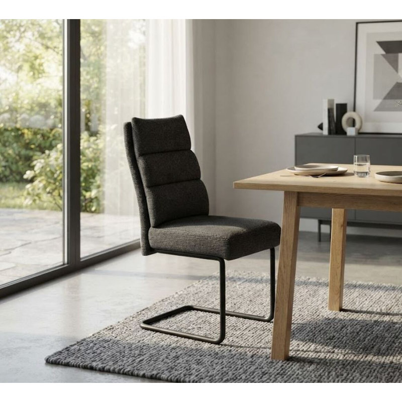 Ensemble de 2 chaises de salle à manger Linda, gris anthracite et noir, Gris anthracite