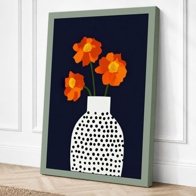 Flowers In Spotted Vase Modern - Print