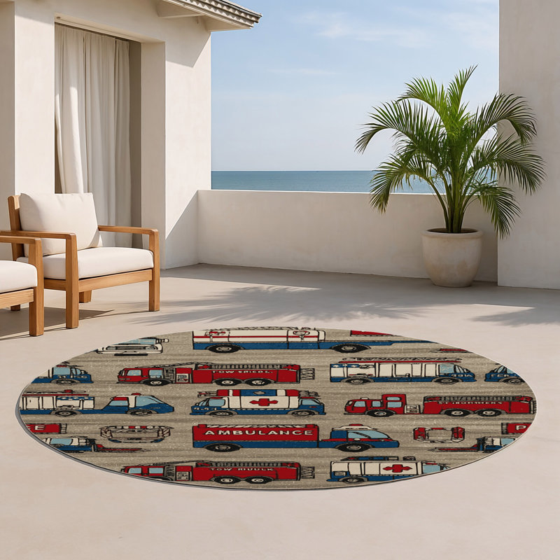 Tapis intérieur et extérieur gris Transport, Rond 5 pi