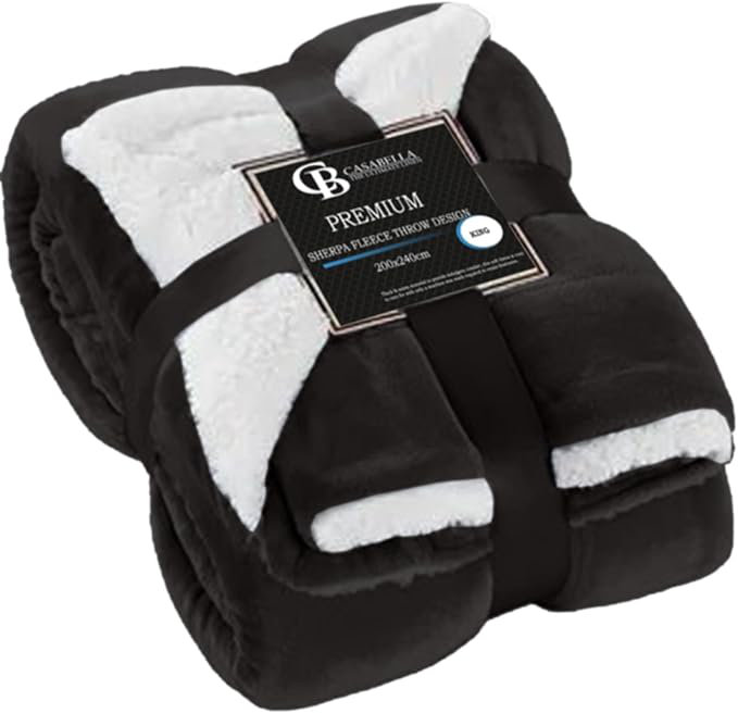 Veyo Throw Blanket, Black, 150cm W x 200cm L