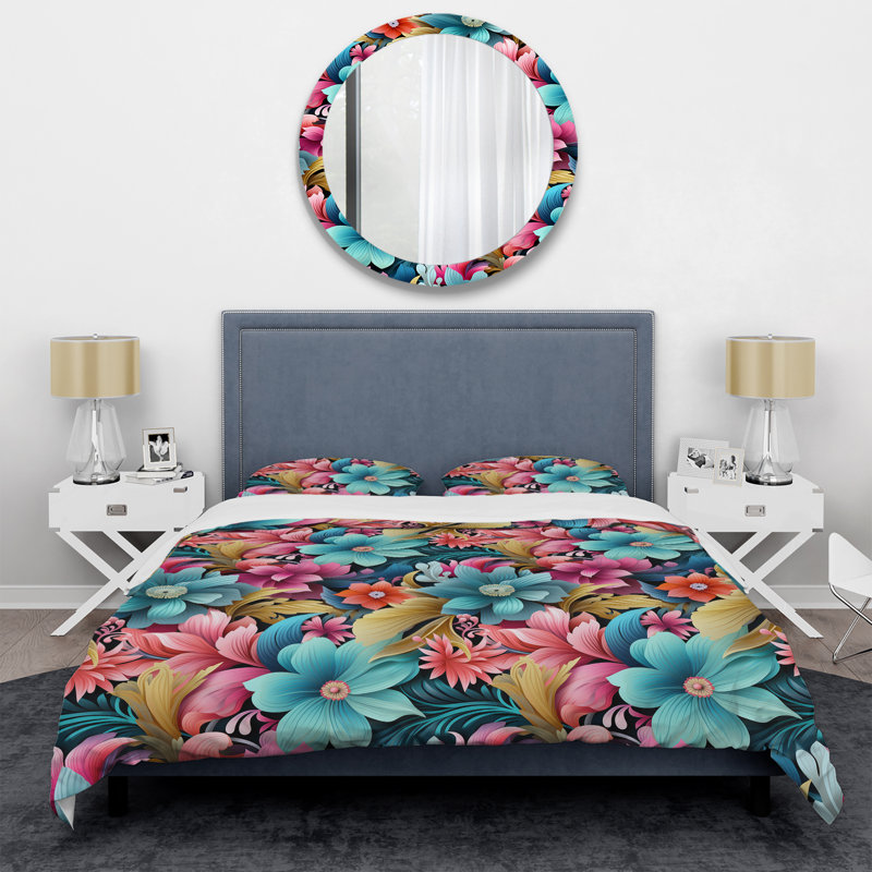 Ensemble de housse de couette éclectique Hibiscus Fusion Frenzy - Eclectic, Housse de couette pour très grand lit et 2 très