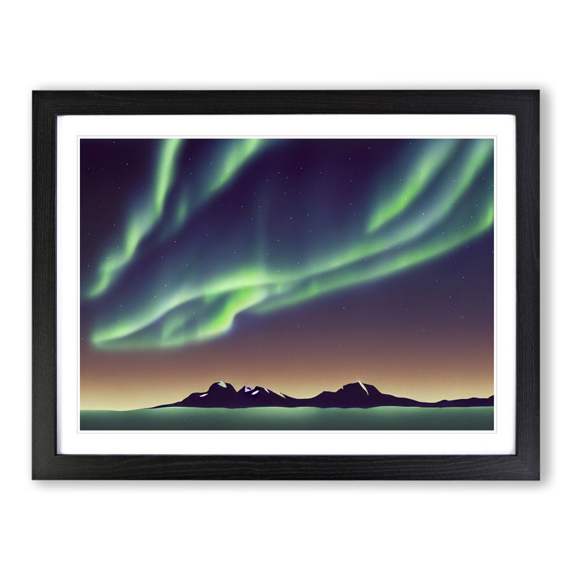 Artsy Aurora Borealis - Single Picture Frame Print, Black, 46cm H x 64cm W