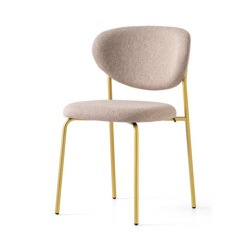 Cozy Upholstered Chair with Metal Frame, Taupe, Painted Brass