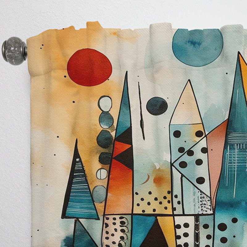 Maegan - Joyful Geometric I - Rideau moderne - Velours obscurcissant - 1 panneau, L 52 po x L 63 po