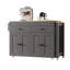 Îlot de cuisine 74,5 pouces avec table de salle à manger extensible, îlot de cuisine sur roulettes avec support à épices et 2 tiroirs, chariot de rangement pour cuisine avec armoire à 4 portes, pour la cuisine, la salle à manger, gris-275698413