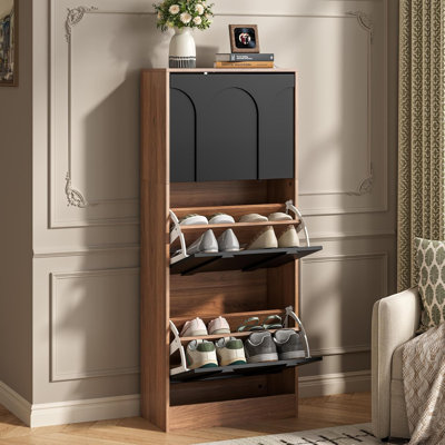 10 Pair Solid Wood Shoe Storage Cabinet