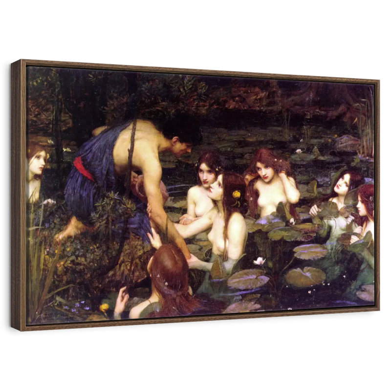 Hylas et les nymphes, Cadre flottant noyer, 31 po x 21 po