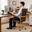 Fauteuil de bureau en cuir Humairaa-1179853708