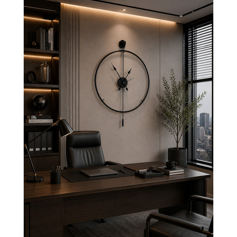 Elegant Decorative Metal Wall Clock, Black, 22.8 x 31.5 x 2.8 inches | 100% Metal Construction, Lightweight at 5.5 lbs | Perfect for Modern Home Decor, Adds Style and Function to Any Room