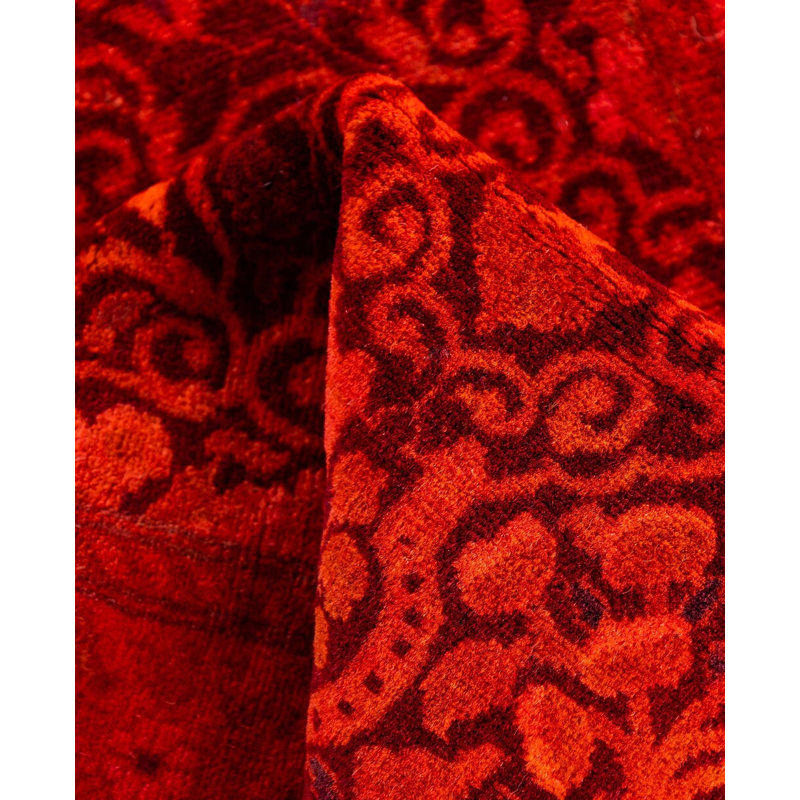 Overdyed Hand-Knotted Wool Modern-Contemporary Red Area Rug 2' 8" x 4' 10"