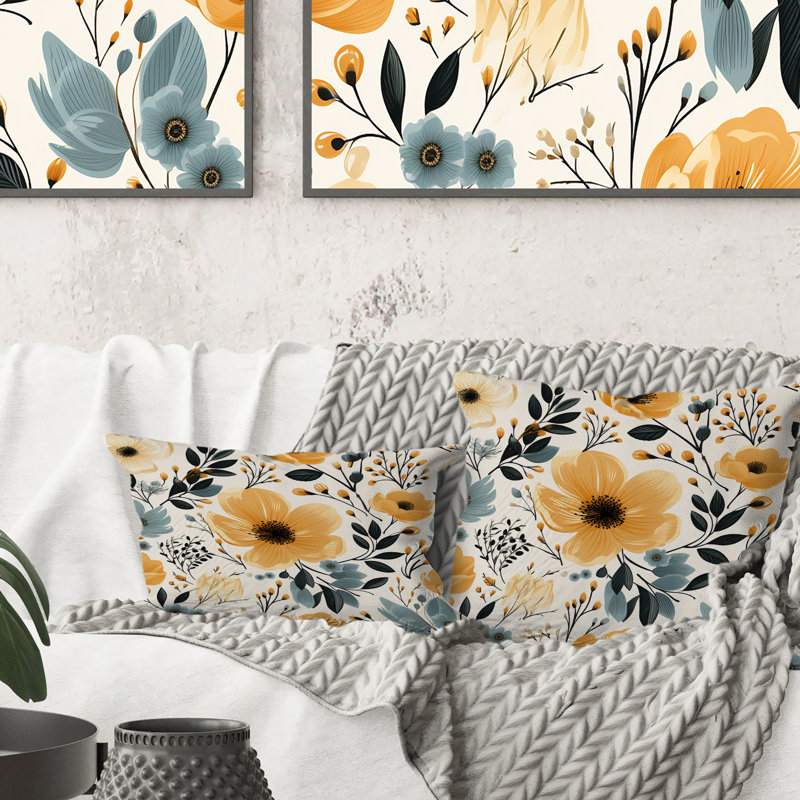 Motif floral jaune Watercolor Whimsy - imprimé floral, H 16 po x l 16 po