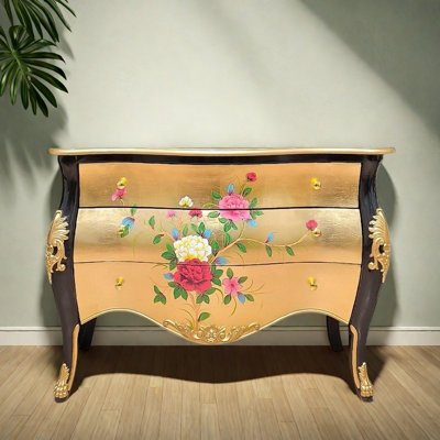 Hand-Painted Gold Leaf Three-Drawer Cabinet by interanest