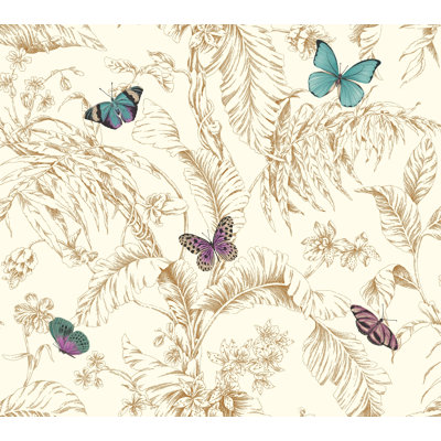  Rouleau de papier peint Papillon L 27 pi x l 27 po