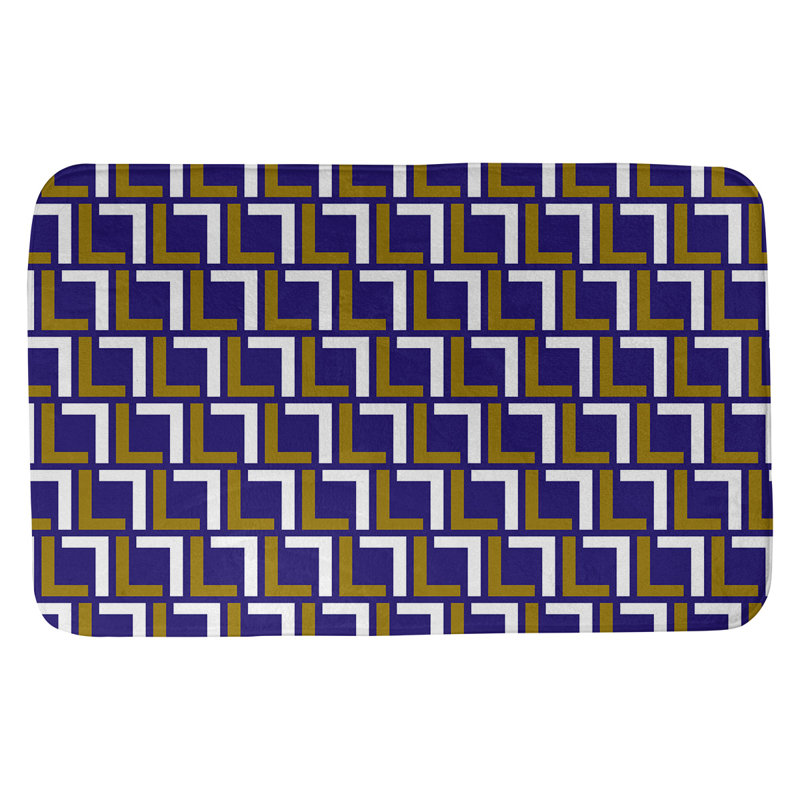 Tapis pour salle de bain Baltimore, l 17 po x L 24 po, Mauve / or métallique / blanc