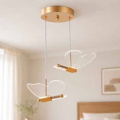 Modern 2 - Light Butterfly Chandelier With Led Light Kits