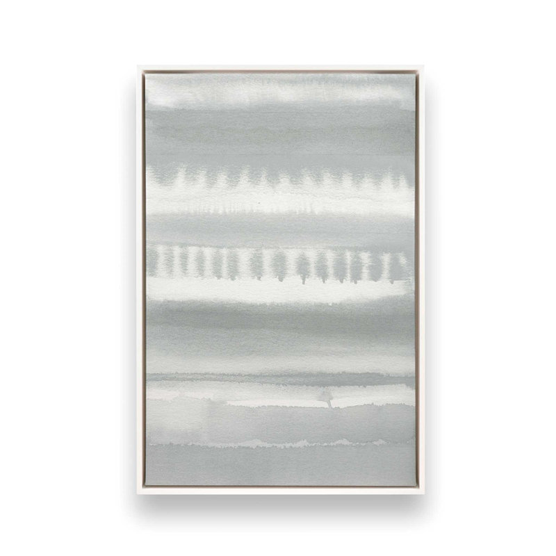 Toile tendue à rayures douces dégradées, H 18,75 po x l 12,75 po x P 1,75 po, Cadre flottant blanc opaque