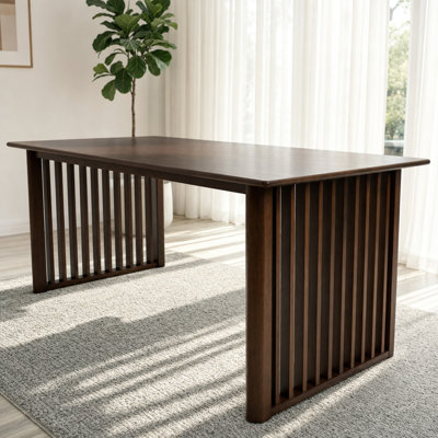 Camelot Sculptural Solid Wood Dining Table with Ribbed Slab Legs