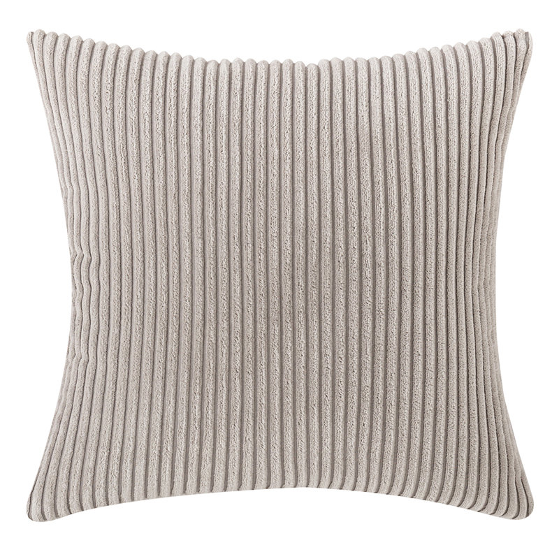 Striped Cotton Blend Reversible Throw Pillow, 18" x 18", Light Gray