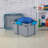 Sterilite 20 Gallon Plastic Home Storage Container Tote Box, Gray/Blue