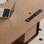 Bureau brun / noir + demi-cercle en bois massif + acier + acrylique avec 2 tiroirs-792688232-792688246