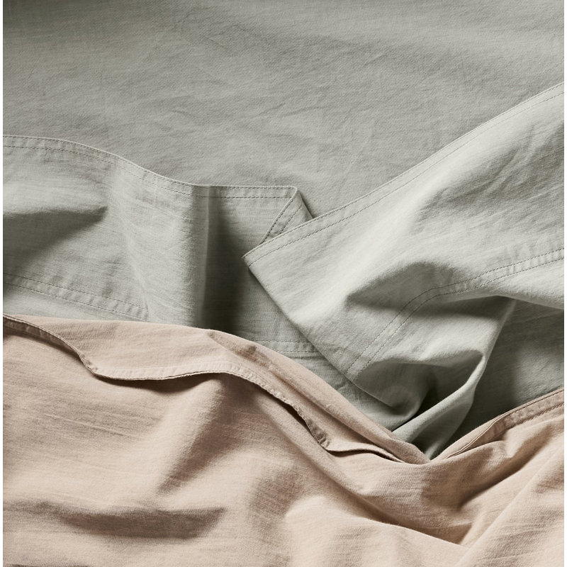 Organic Crinkled Percale 100% Cotton Percale Sheet Set, California King Sheet Set with 2 Pillowcases, Hazel Chambray