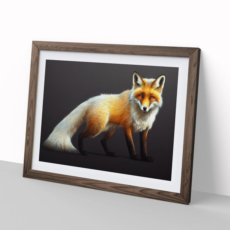 Ingenious Fox - Single Picture Frame Print, Walnut, 25cm H x 34cm W x 2cm D