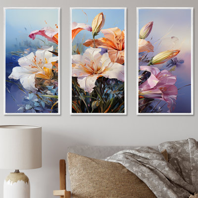Ensemble de décorations murales «Blue and White Lilies Country Charm II»