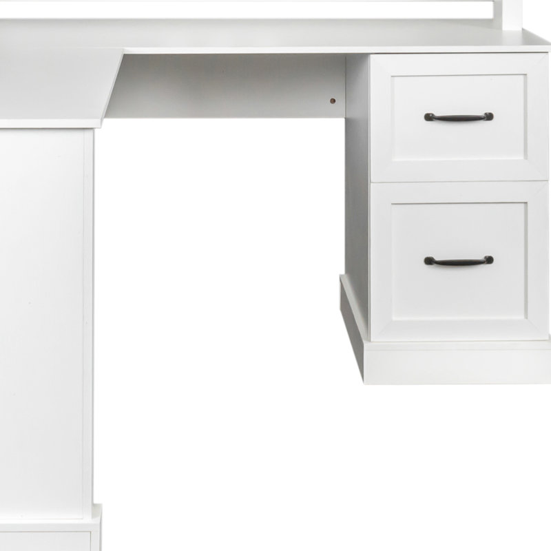 Sharail L-Shaped Computer Desk, White