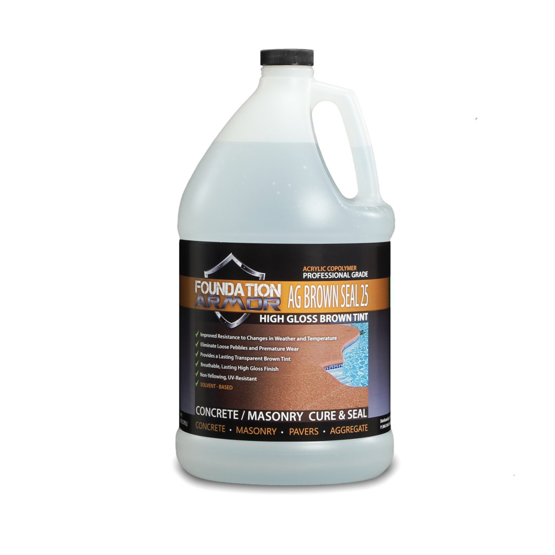 1 GAL Solvent Based Brown-Tinted High Gloss Solvent Based Acrylic Exposed Aggregate Concrete Sealer Foundation Armor