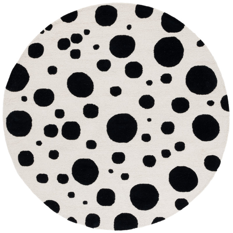 Camey Polka Dots Indoor Rug, Round 6'