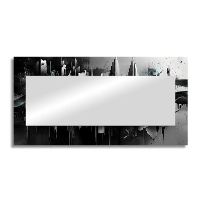 Black And Grey Introspective Edge Painting - Hard Edge Painting Mirror Wall Art - Printed On Metal