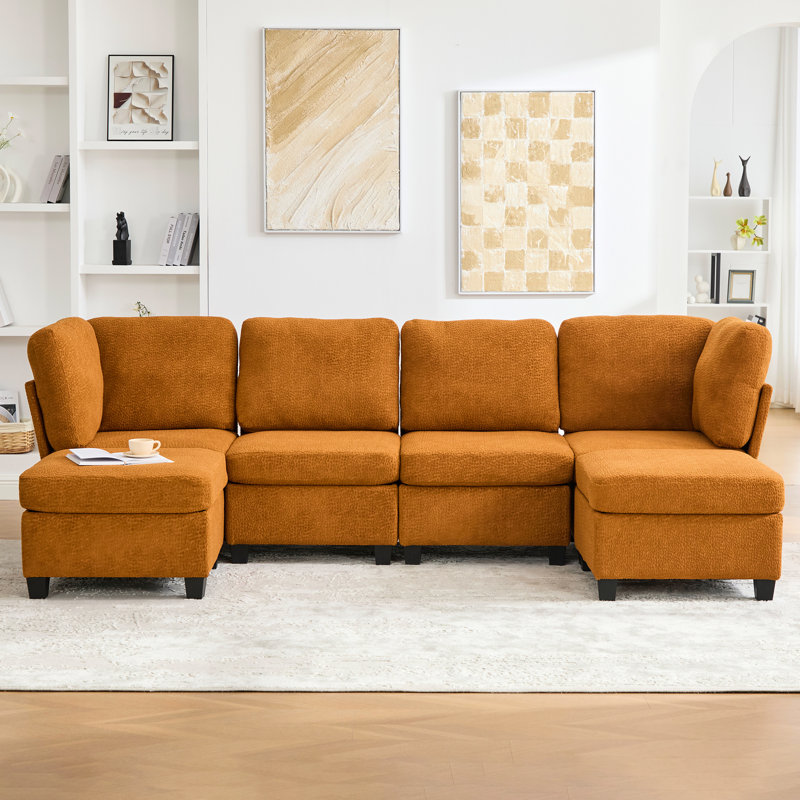 Canapé modulaire en U convertible en forme de U avec rangement, doux, confortable, mousse haute, facile à assembler, aménagement personnalisable, chaise modulaire librement combinable, tissu doux et respirant,