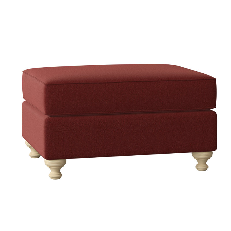 Duckling Upholstered Ottoman, Anello 26 Burgundy Performance Twill, Pecan