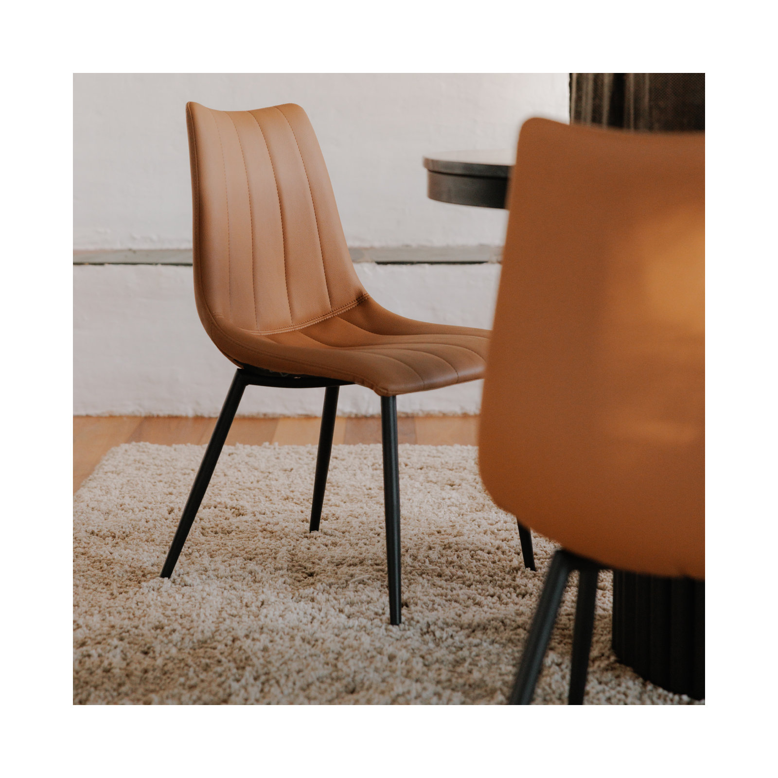 Finnigan Upholstered Side Chair, Brown Faux Leather