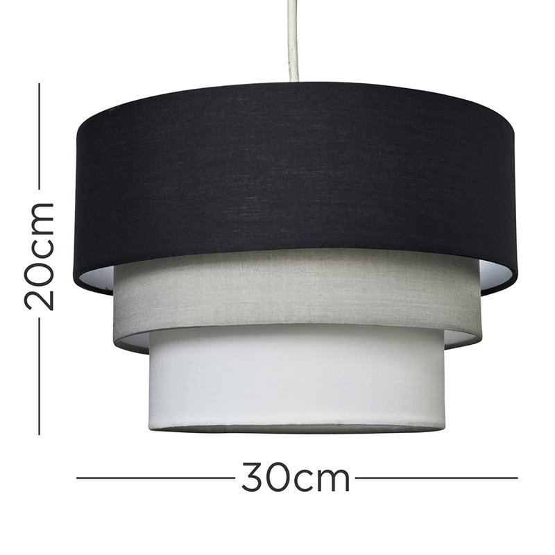 20cm H Fabric Round Pendant Shade ( Slip-On ), Black
