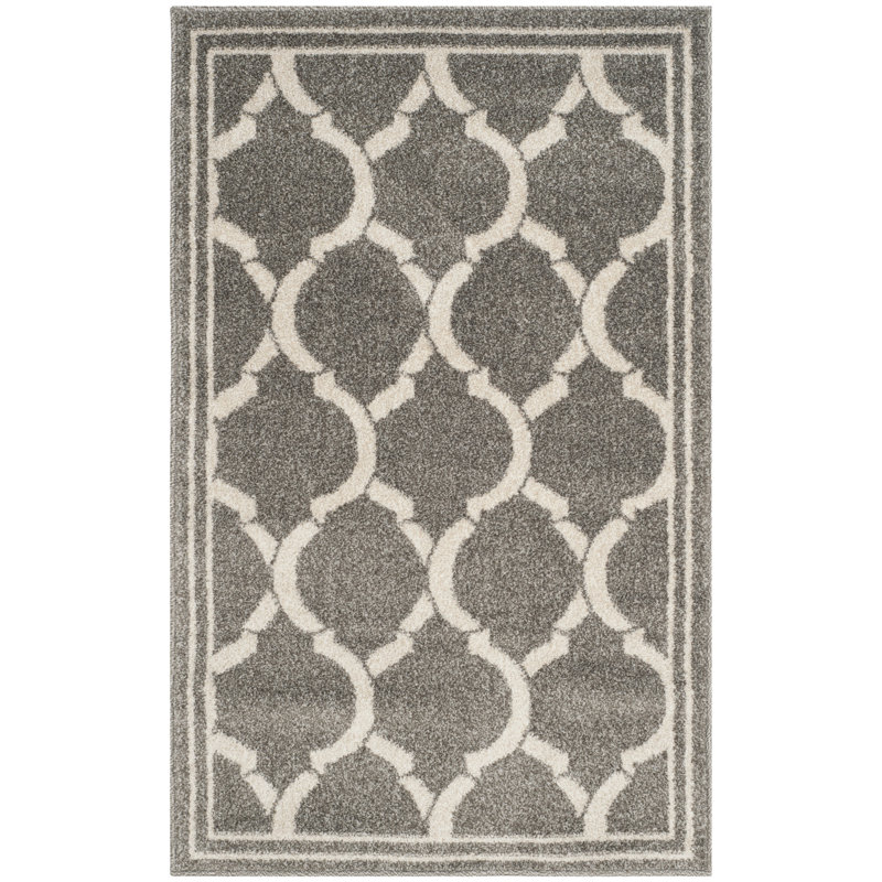 Tapis géométrique gris foncé / beige Ammundsen, Tapis de couloir 2 pi 3 po x 7 pi