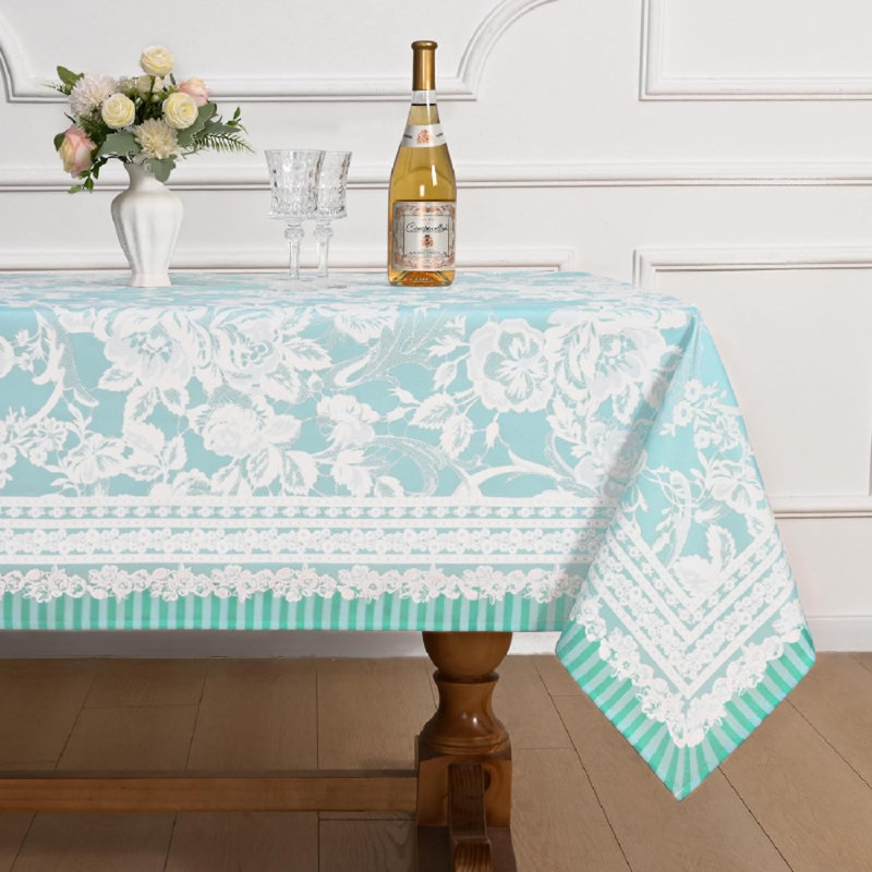 Nappe haute performance, Floral, Sarcelle, 70 po x 0,2 po