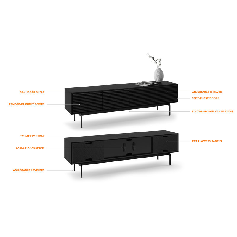 Align Media Console, Ebonized Ash, 23”H x 81”L x 18”W