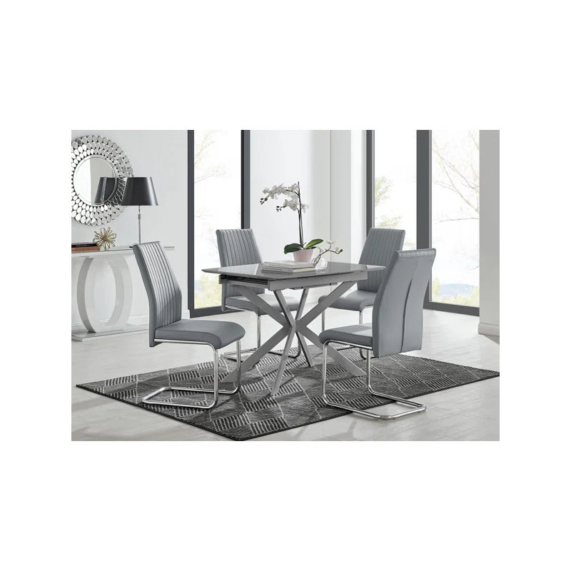 Tierra 4 - Person Dining Set, 75H x 120W x 80D, Grey Black