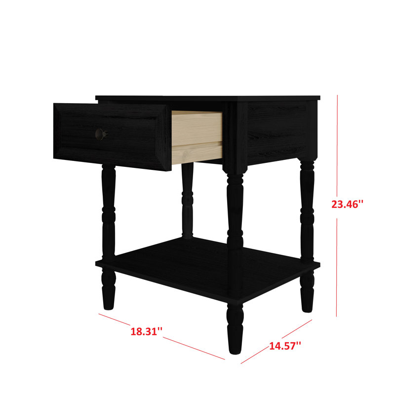 Ruston 1 Drawer Nightstand (Set Of 2), Black