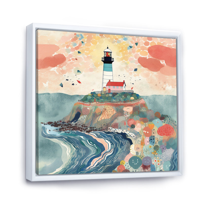 Phare côtier III, H 16 po x l 16 po x P 1 po, Cadre flottant blanc