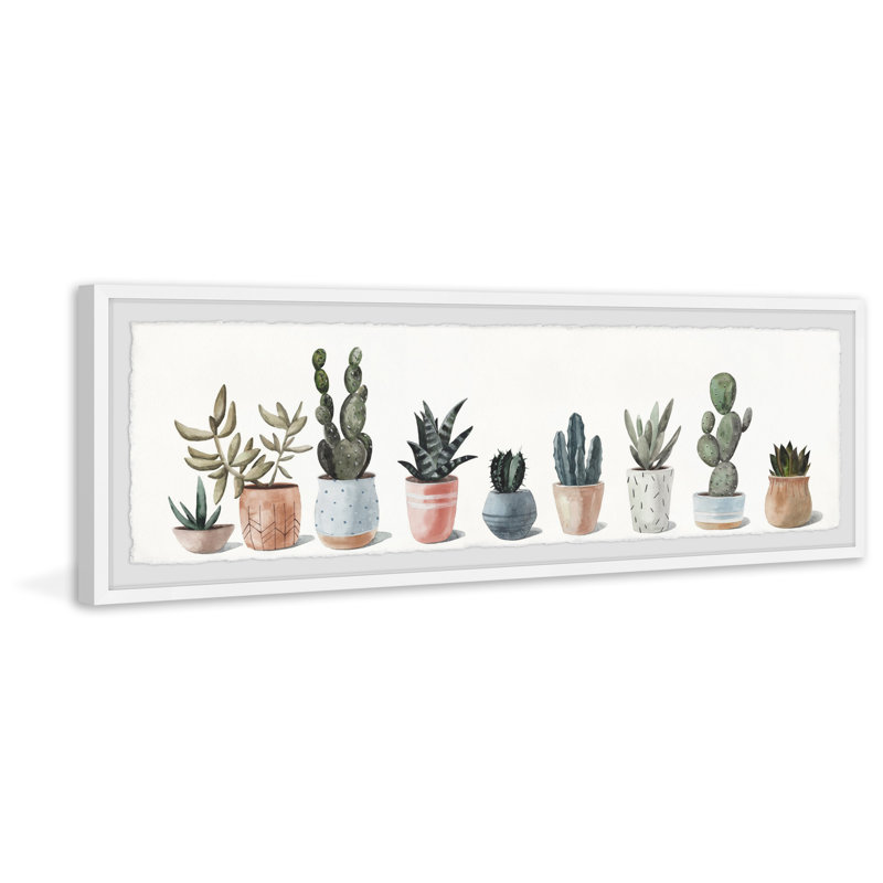 Succulent Plant Collection by Marmont Hill - Single Picture Frame Panoramic Painting, 25cm H x 76cm W