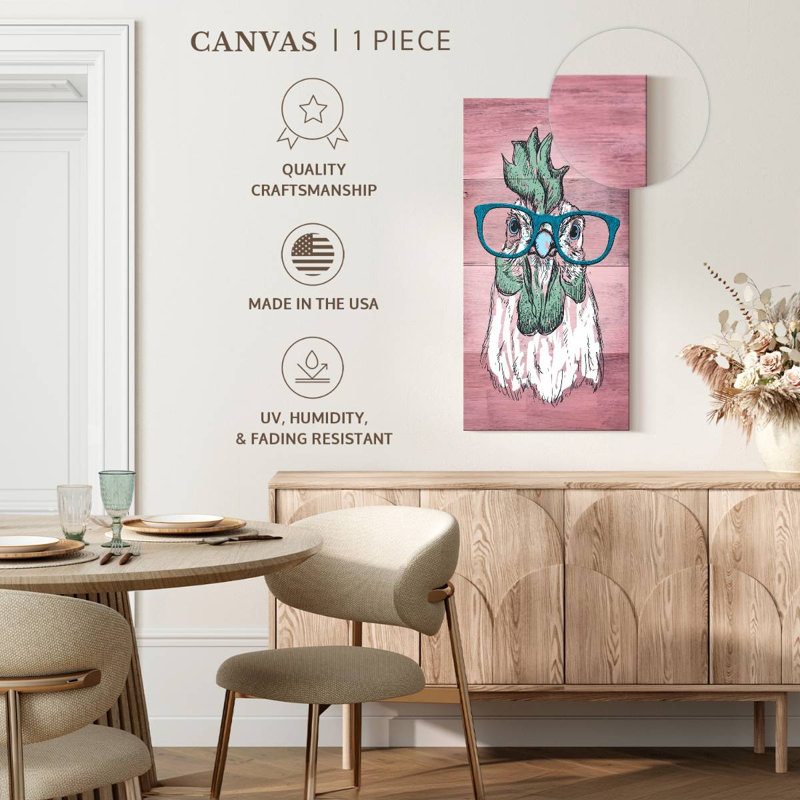 «Four Eyed Chicken» sur toile, H 30 po x l 15 po x P 1,25 po