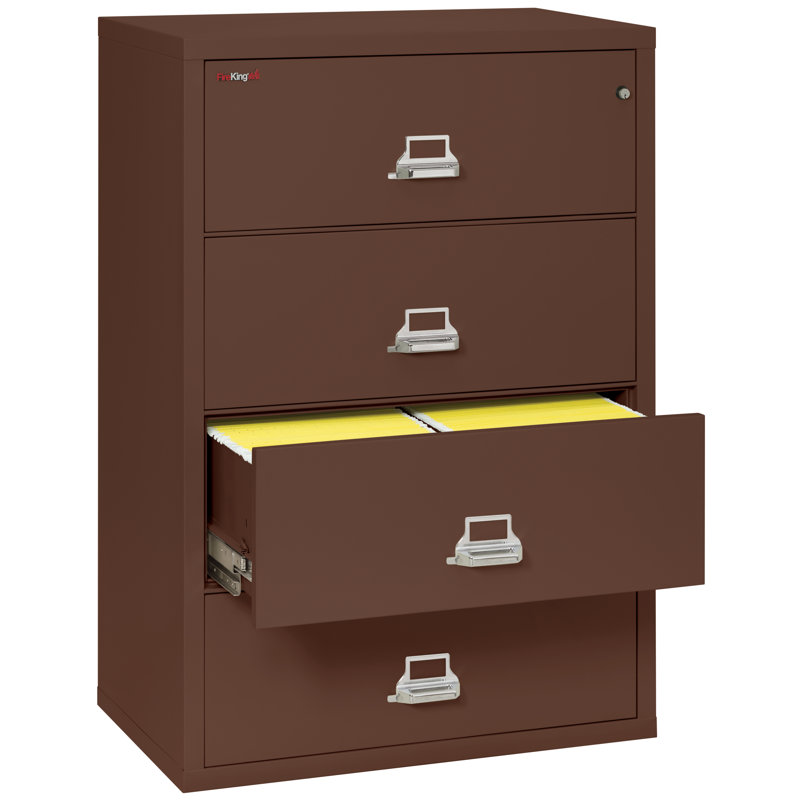 Fireproof 4 - Drawer File Cabinet, Brown, Key Lock