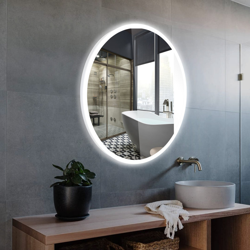 Round Frameless Backlit LED Anti-fog Bathroom Vanity Mirror, 32" x 32"
