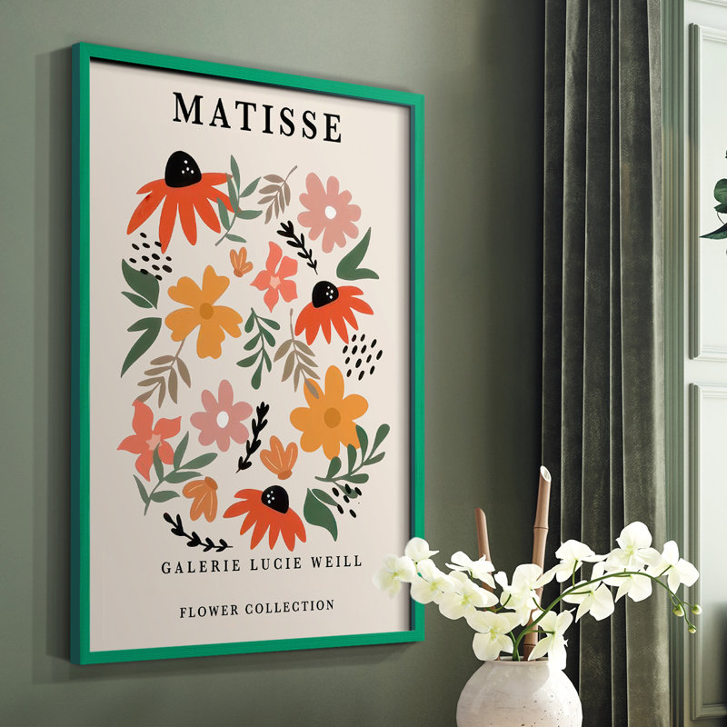 Matisse CXCI, reproduction encadrée - bois massif, Vert, H 10 po x l 8 po