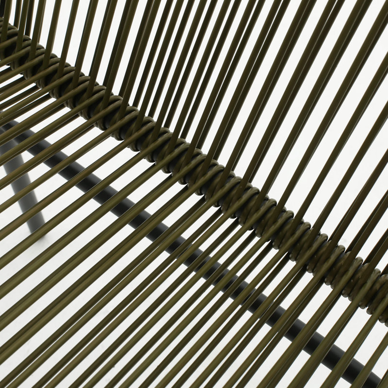 Green Metal and Rattan Modern Outdoor Patio Chairs (Set of 2)